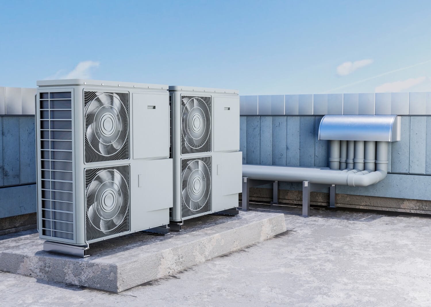 close up heat pump outside home